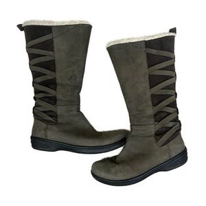 Teva Women’s Figueroa Green Suede Leather Waterproof Side Zip Tall Boots- Size 7